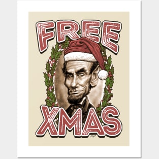 Free Xmas Abe Lincoln in Christmas Santa Hat Posters and Art